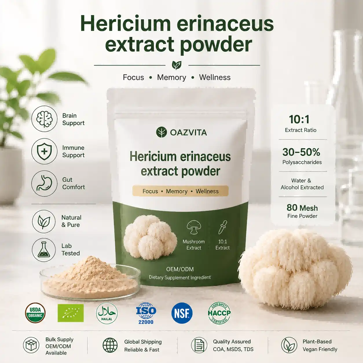 Hericium Erinaceus Extract Powder: Benefits, Uses & Science Explained